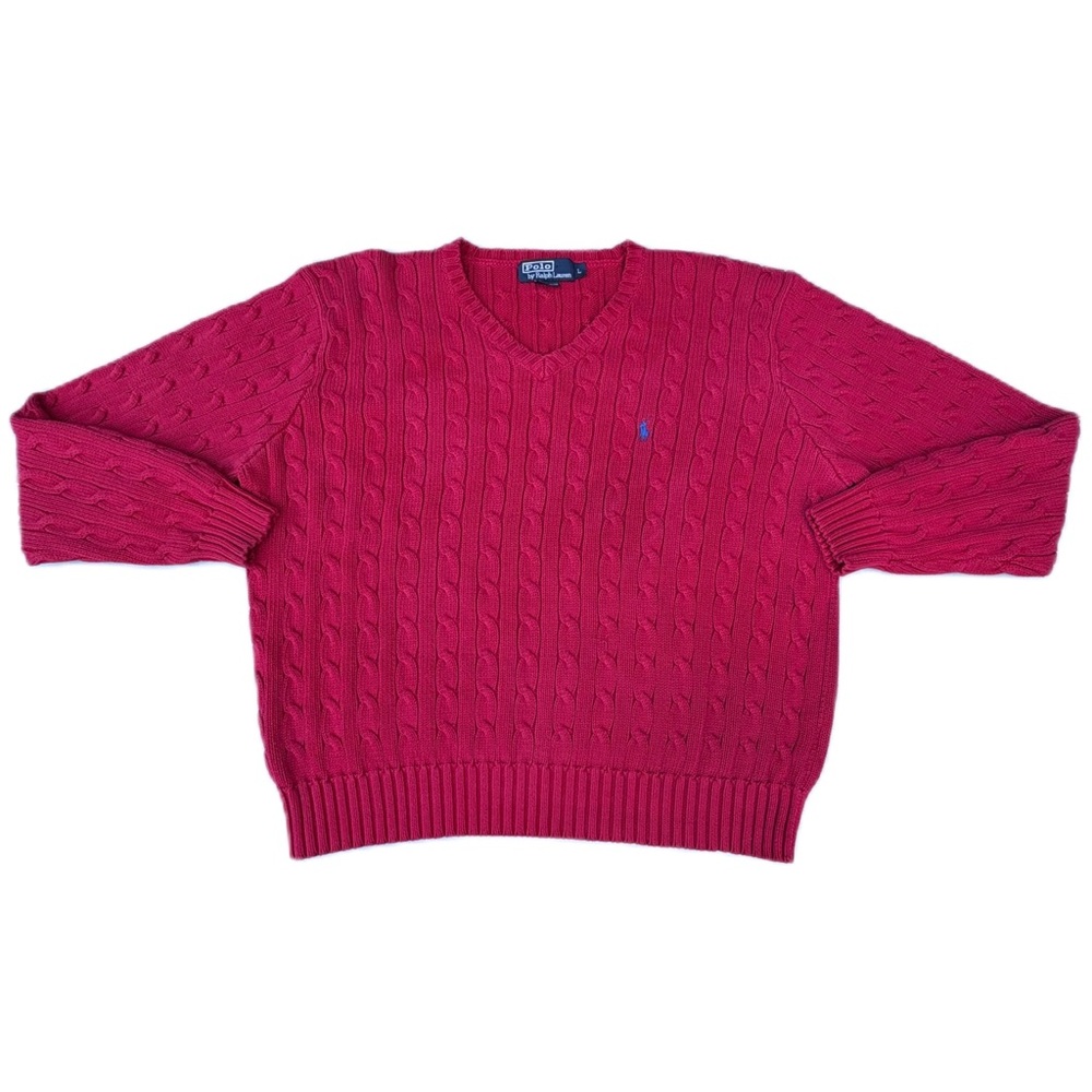 Polo Ralph Lauren Red Cable Knit Pullover Sweater